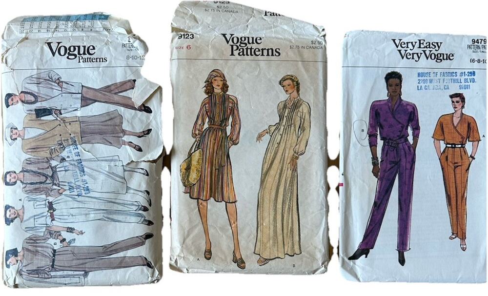 Lot 3 VTG Vogue Sewing Patterns Very Easy 9123, 9479, 9199, Multi Pieces 70s 80s